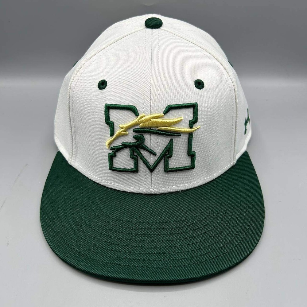 Mustangs Hat Men Medium White Green Embroidered Under Armour Fitted Cap New M